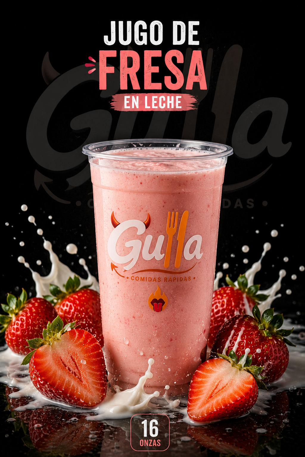 Jugo de fresa en leche